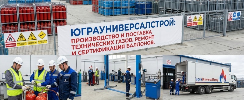 "ЮграУниверсалСтрой" в Нягани: пропан, кислород, углекислота, баллоны. Доставка